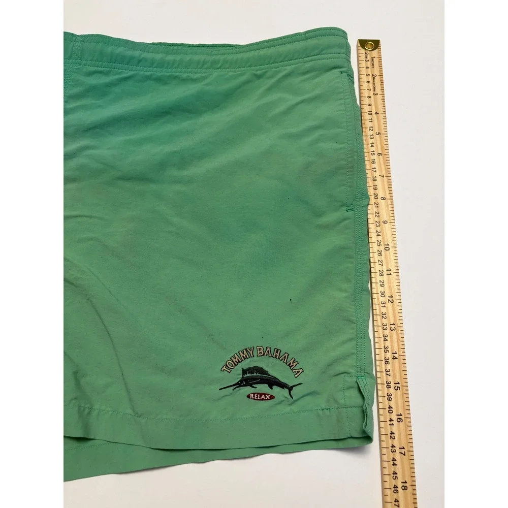 Tommy Bahama Swim Trunks Mens XL Green Marlin Logo Mesh Lined Nylon Shorts